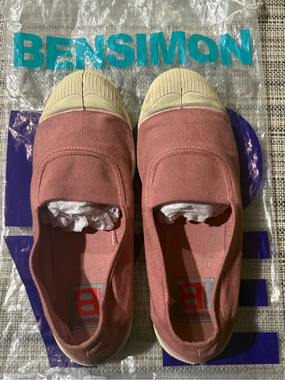 Bensimon Women’s Slip-On Canvas Sneakers in Dusty Rose- Size 37